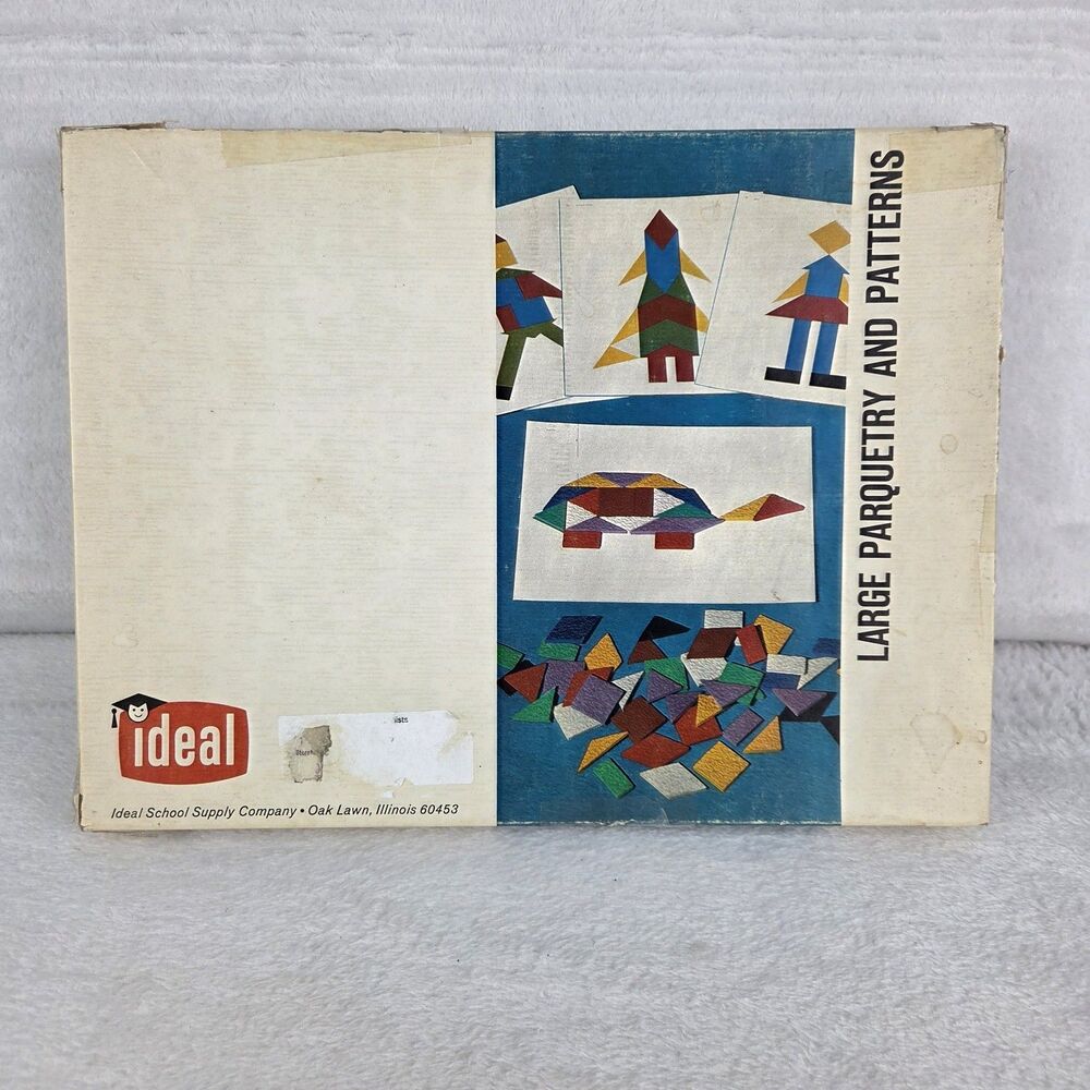 Vintage Ideal Large Parquetry Patterns Foam Shapes Educational Set Complete